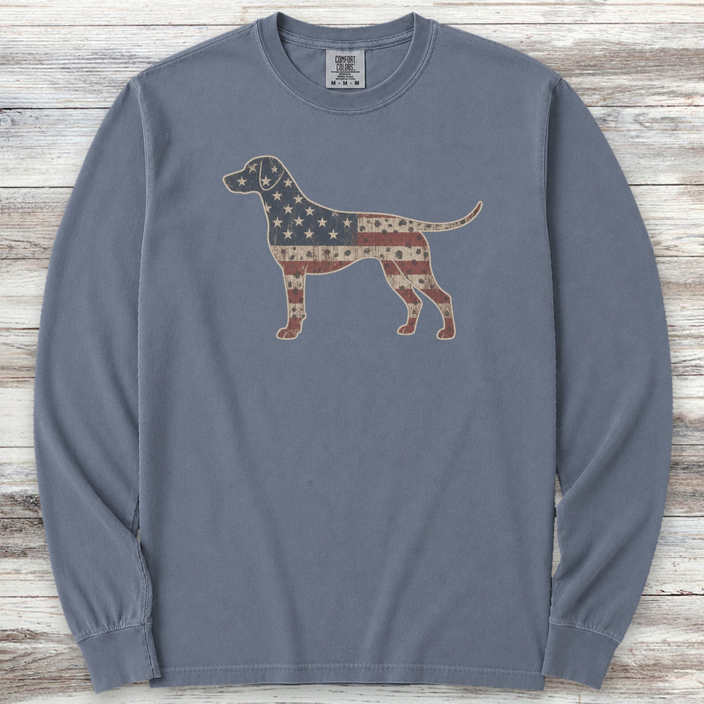 Dalmatian Vintage USA Long Sleeve Tee - Blue Jean