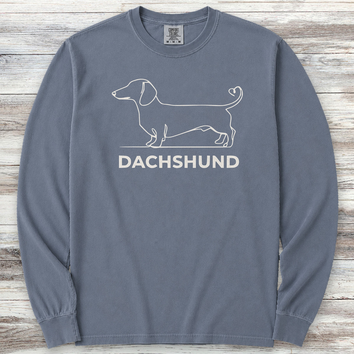 Dachshund Minimalist Long Sleeve Tee - Blue Jean