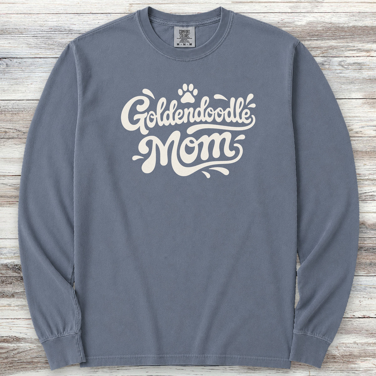 Goldendoodle Groovy Mom Long Sleeve Tee - Blue Jean