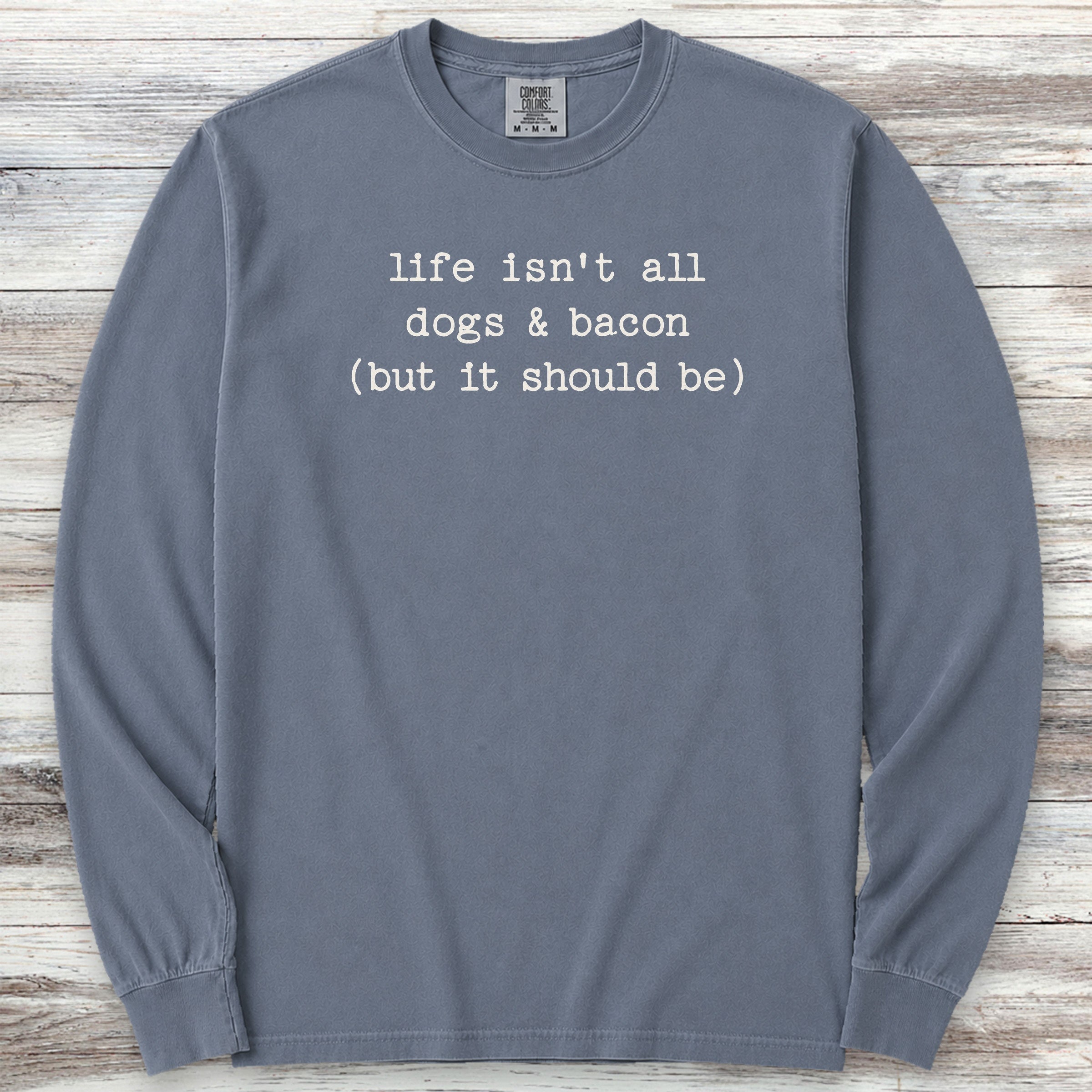 Dogs & Bacon Long Sleeve Tee - Blue Jean