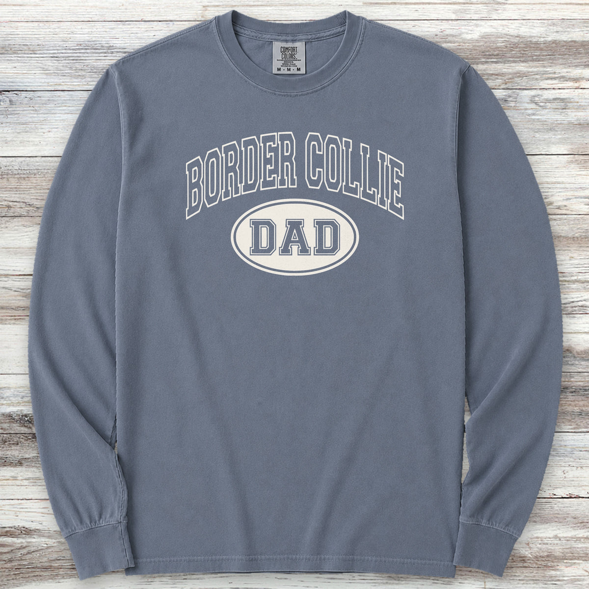 Border Collie Dad Long Sleeve Tee - Blue Jean