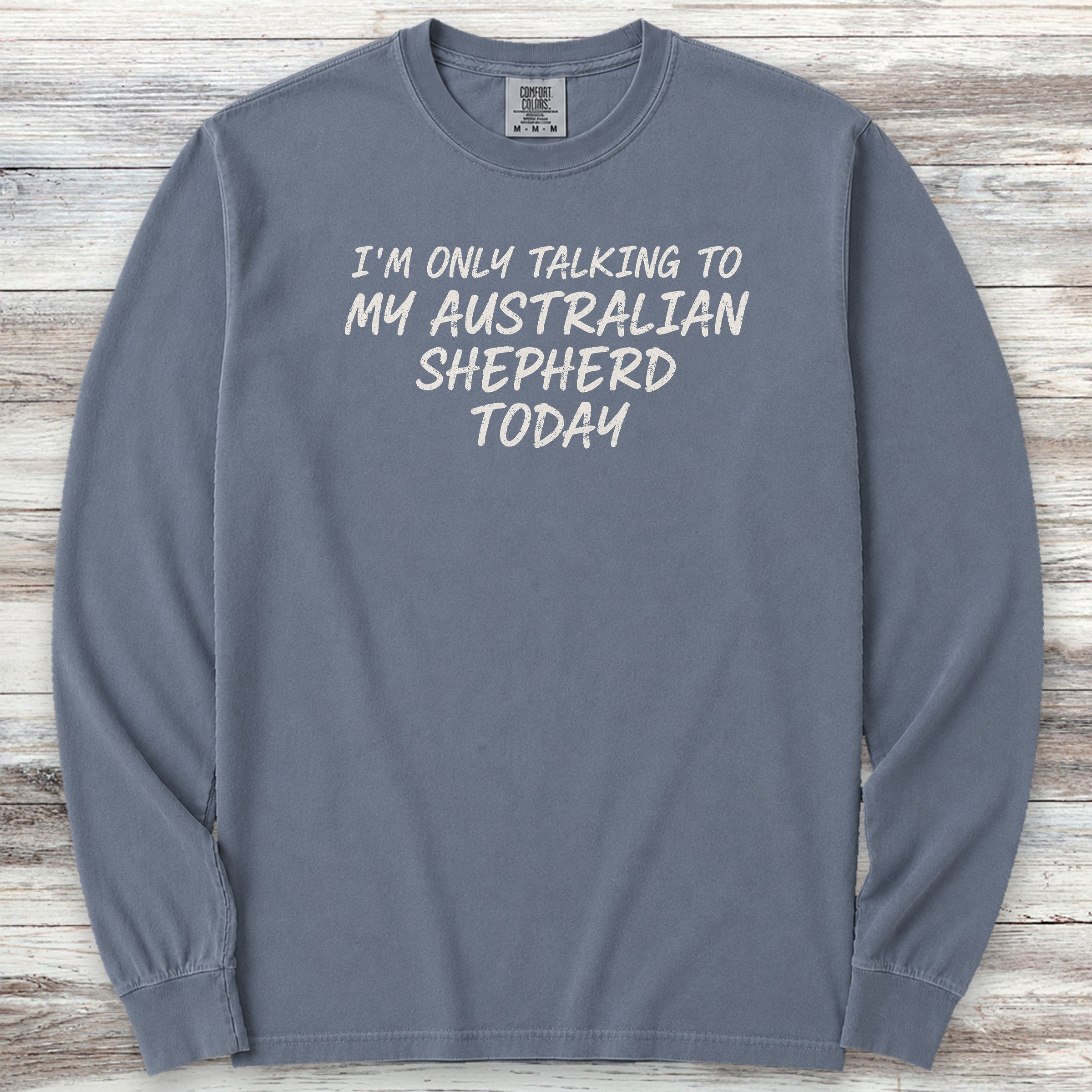 Australian Shepherd Talk Long Sleeve Tee - Blue Jean
