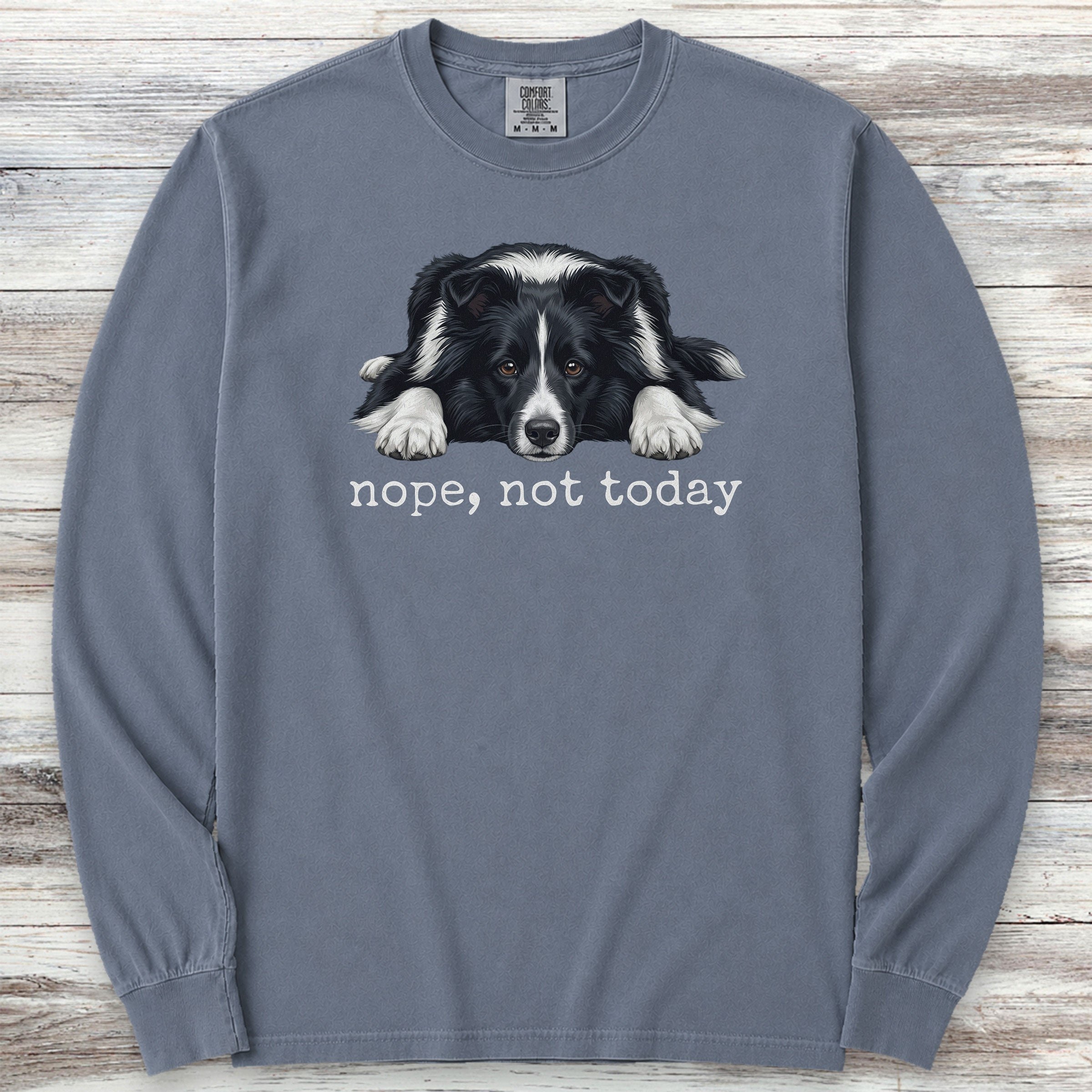 Shetland Sheepdog Bi-Black Nope Long Sleeve Tee - Blue Jean