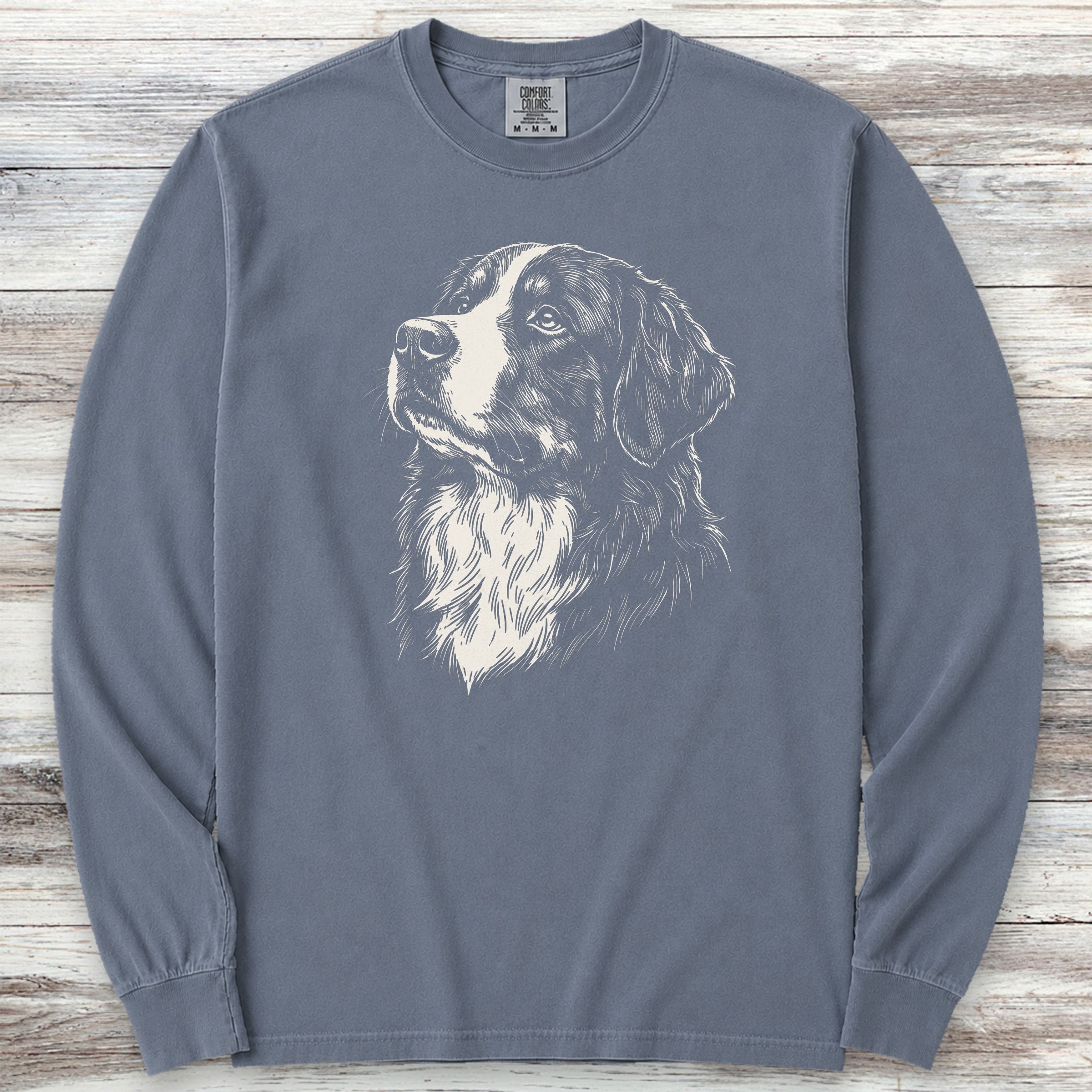 Bernese Mountain Dog Loyalty Long Sleeve Tee - Blue Jean