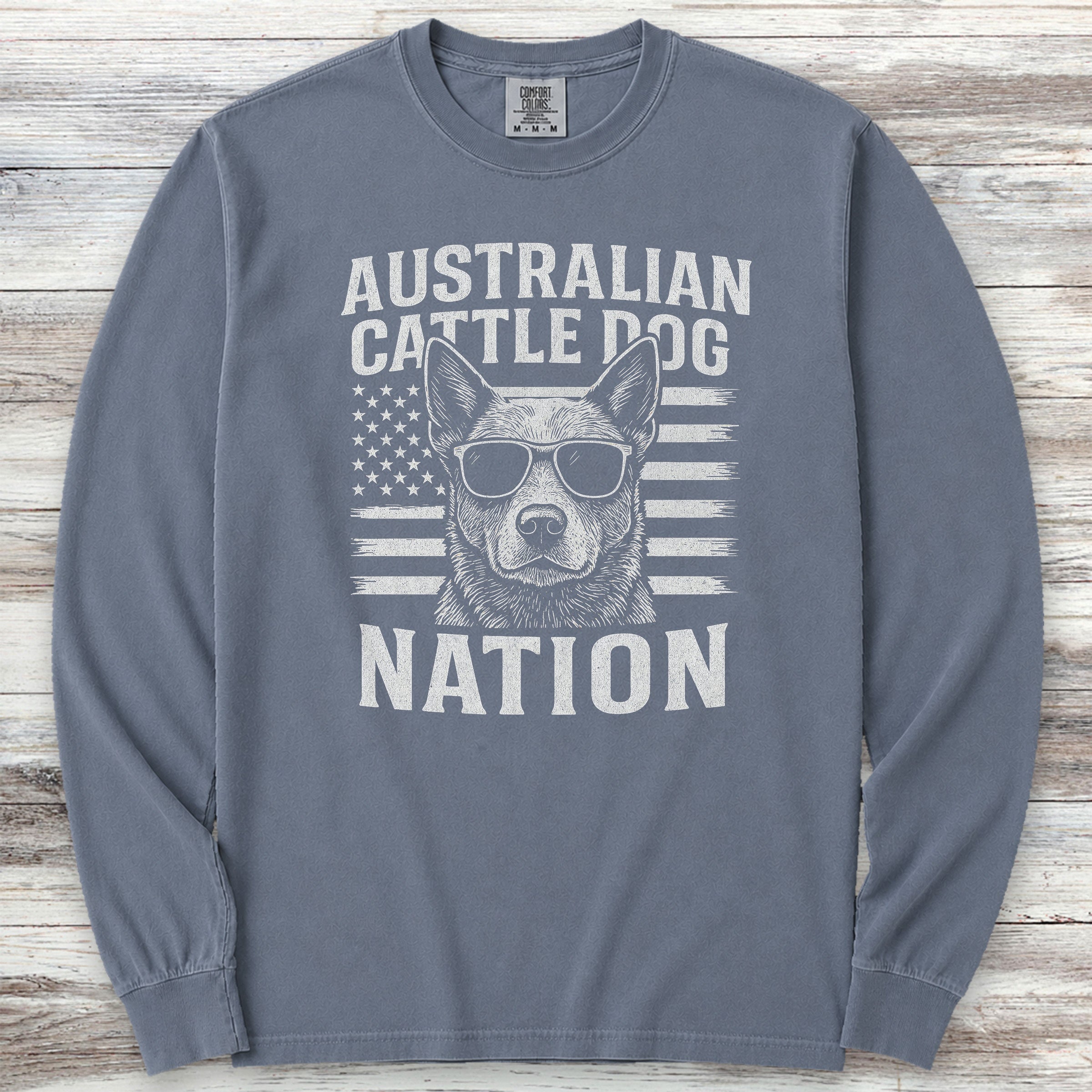 Australian Cattle Dog Nation Long Sleeve Tee - Blue Jean