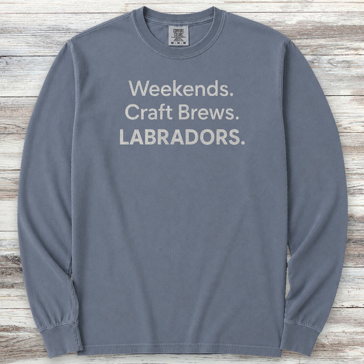 Labrador Retriever Brews Long Sleeve Tee - Blue Jean