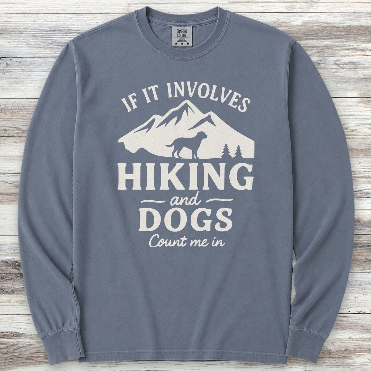 Hiking & Dogs Long Sleeve Tee - Blue Jean