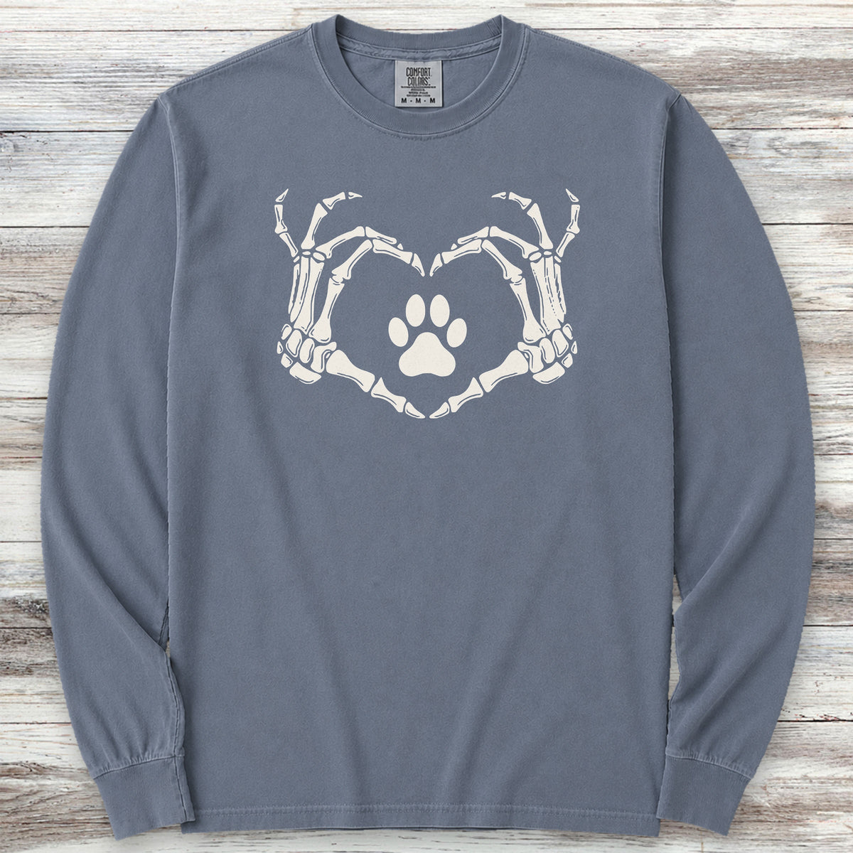 Skeleton Hands Long Sleeve Tee - Blue Jean