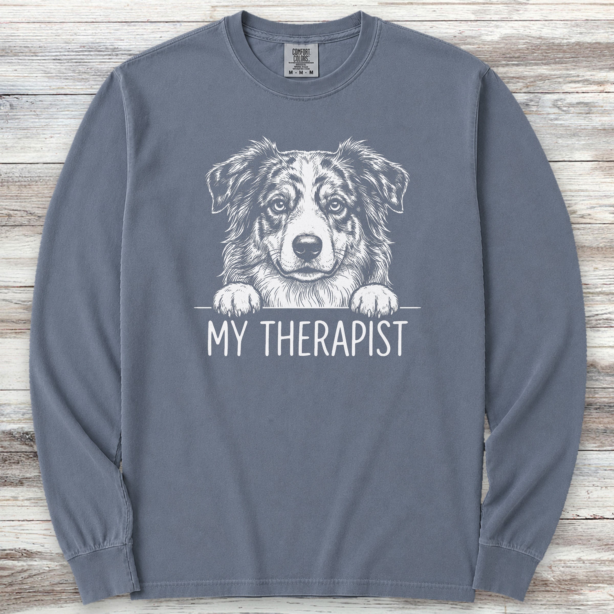 Australian Shepherd Therapist Long Sleeve Tee - Blue Jean