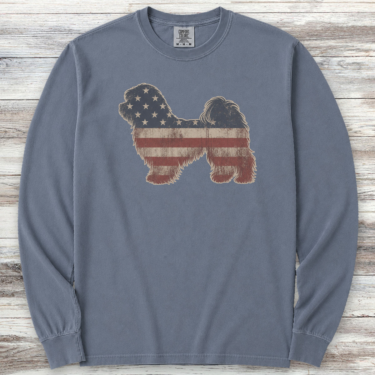 Havanese Vintage USA Long Sleeve Tee - Blue Jean