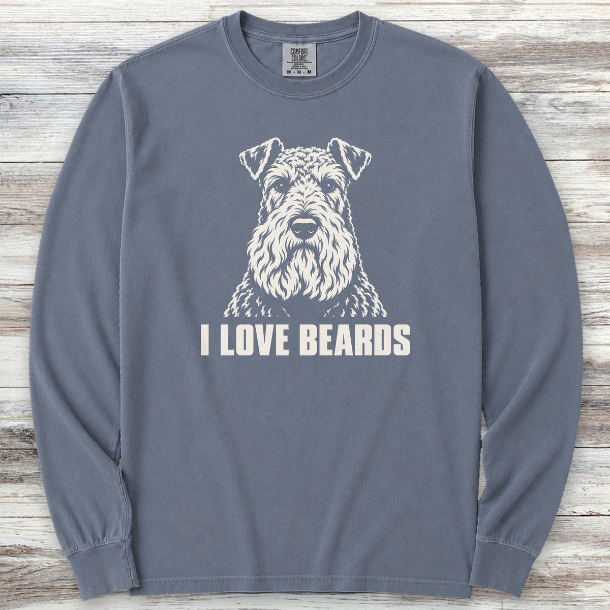 Kerry Blue I Love Beards Long Sleeve Tee - Blue Jean