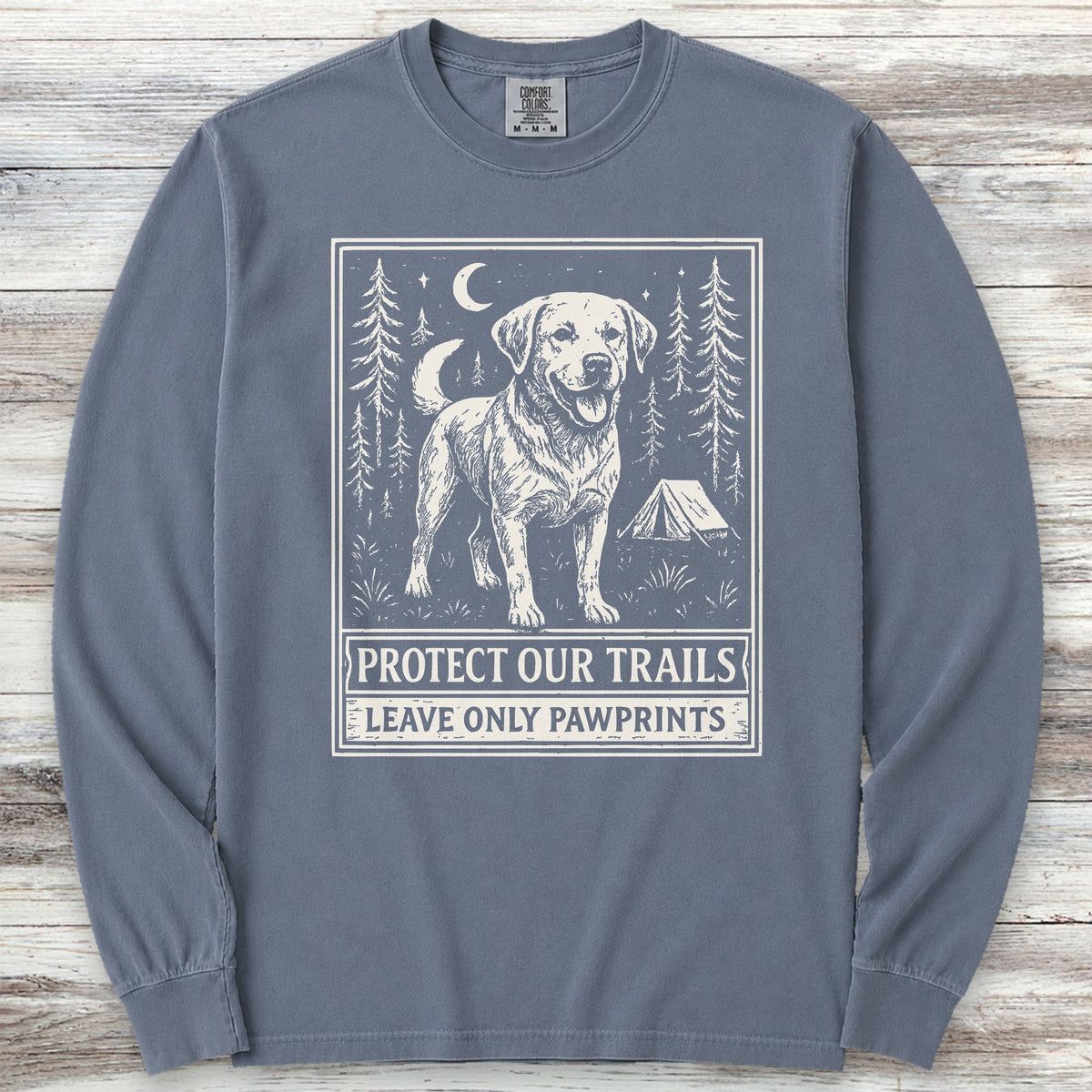 Labrador Retriever Protect Trails Long Sleeve Tee - Blue Jean