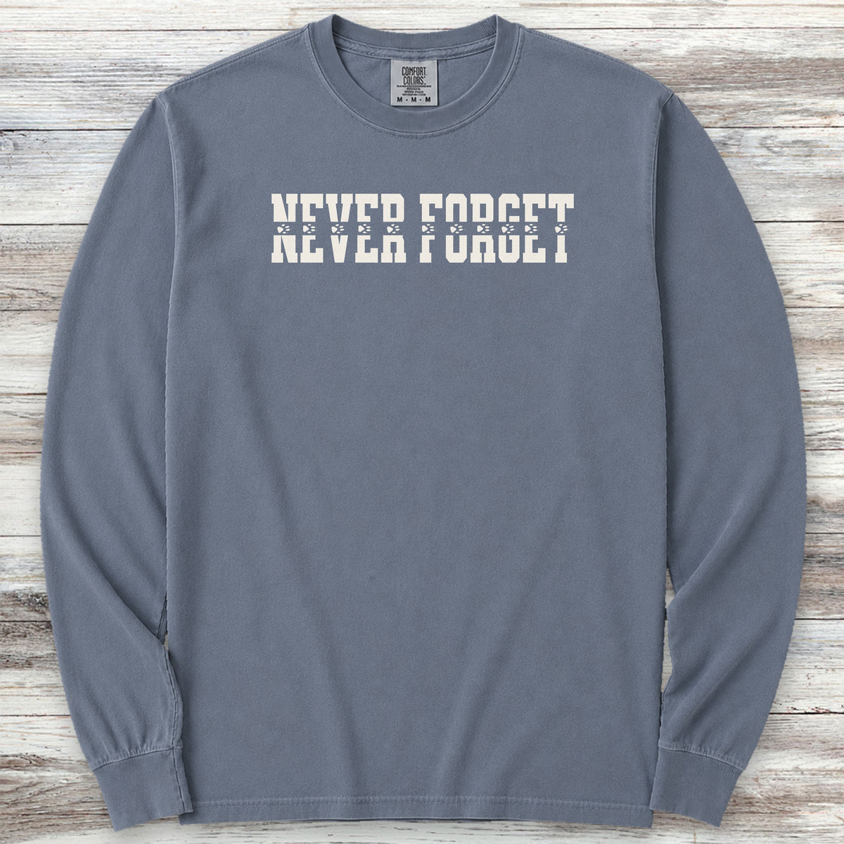 Never Forget Long Sleeve Tee - Blue Jean