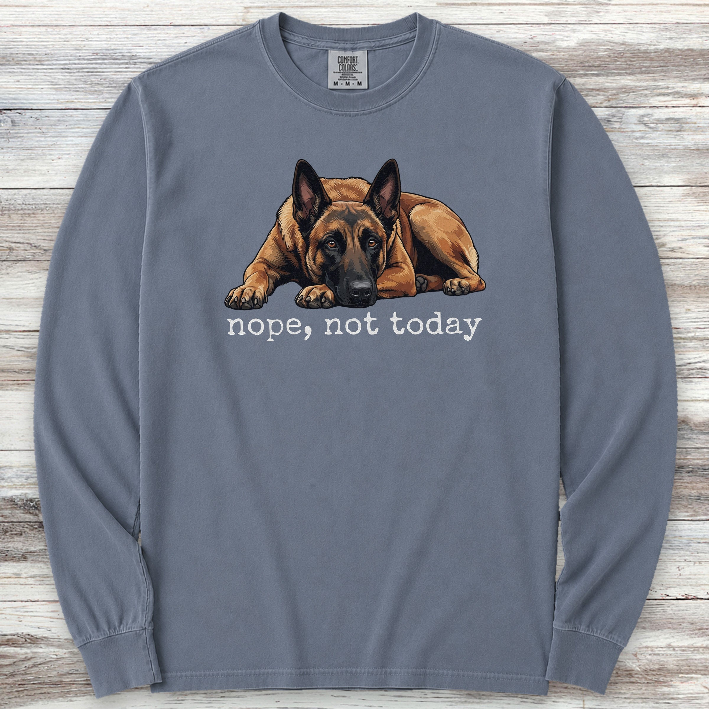 Belgian Malinois Nope Long Sleeve Tee - Blue Jean