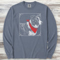 Border Collie Etching Long Sleeve Tee - Blue Jean