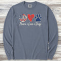 Peace Love Dogs USA Long Sleeve Tee - Blue Jean