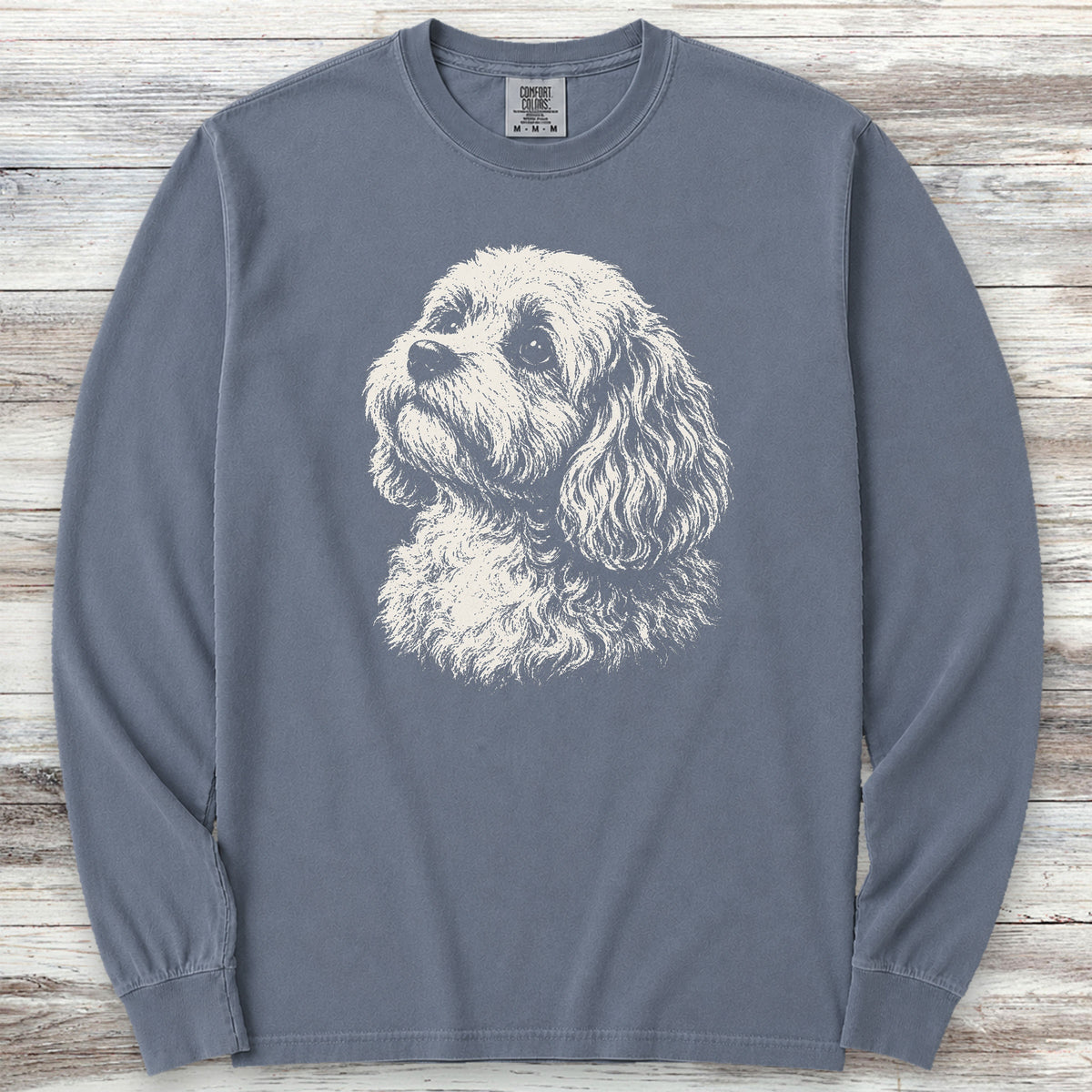 Cavapoo Loyalty Long Sleeve Tee - Blue Jean