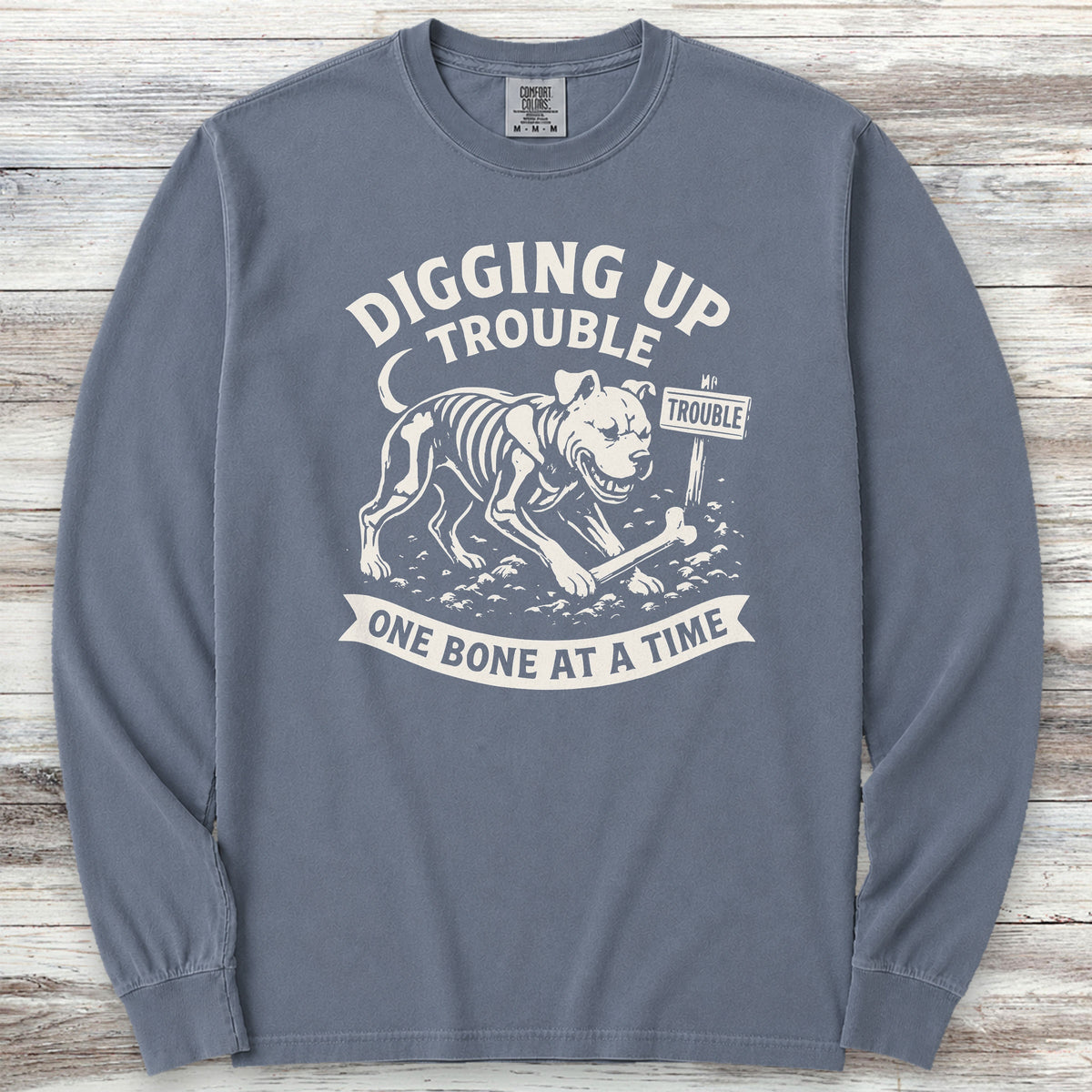 Pit Bull Trouble Long Sleeve Tee - Blue Jean