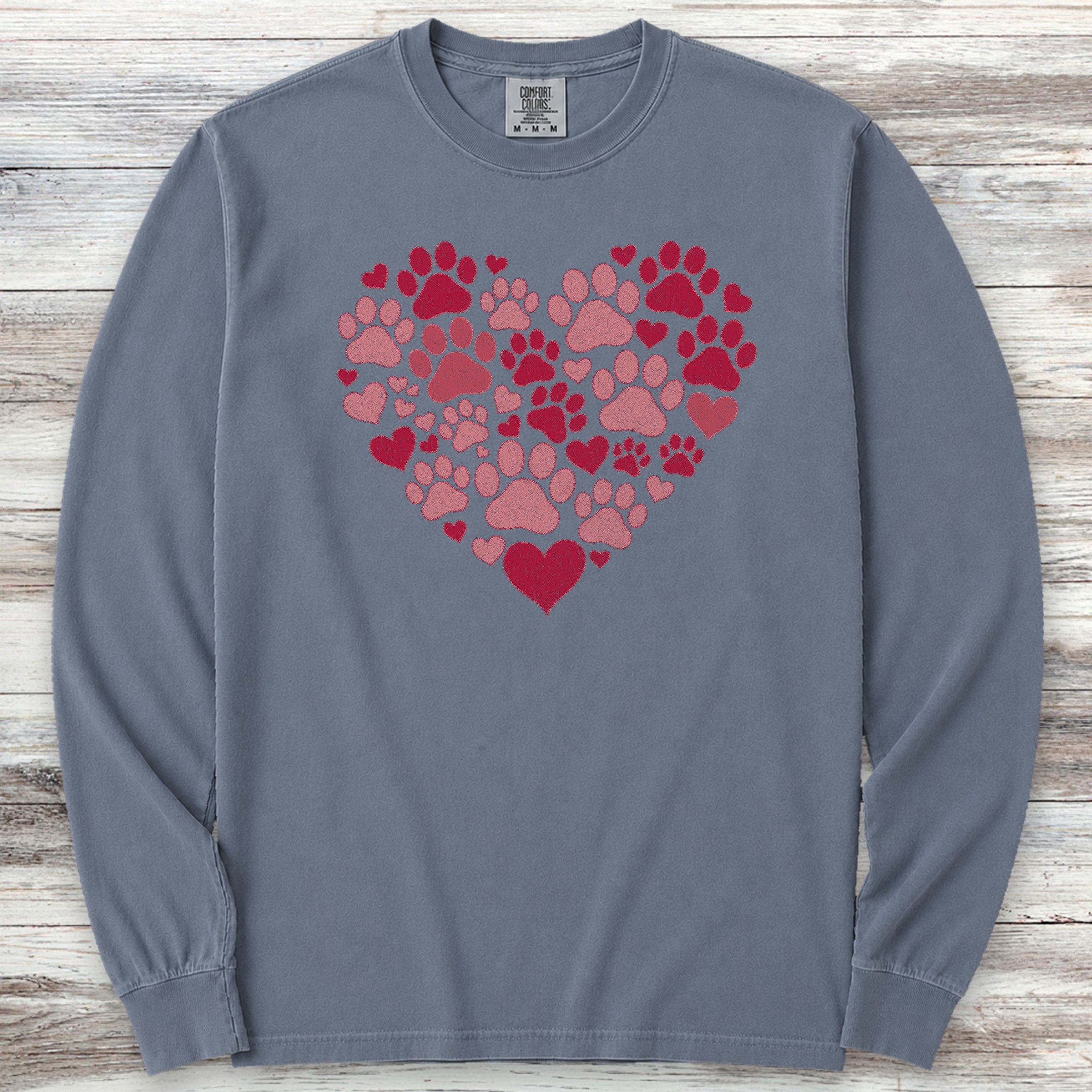 Heart & Paw Long Sleeve Tee - Blue Jean