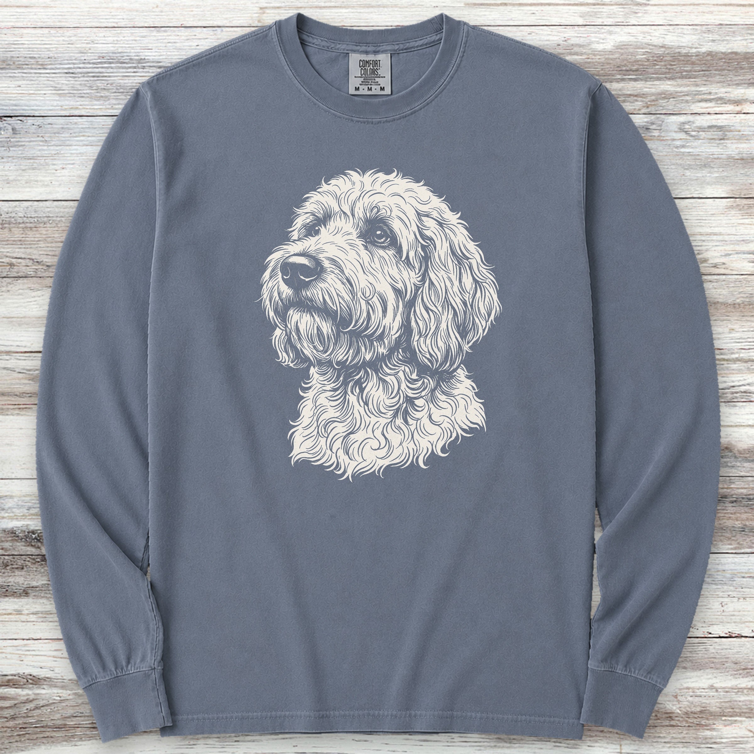 Goldendoodle Loyalty Long Sleeve Tee - Blue Jean