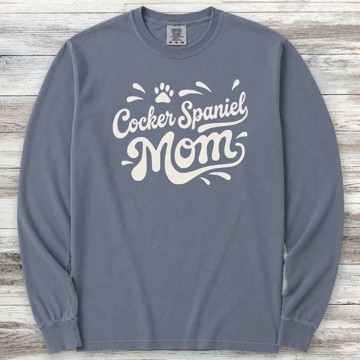 Cocker Spaniel Groovy Mom Long Sleeve Tee - Blue Jean