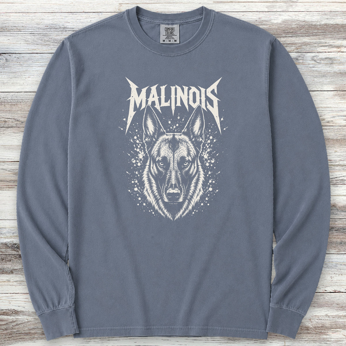 Belgian Malinois Metal Long Sleeve Tee - Blue Jean
