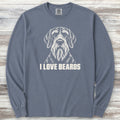 German Wirehaired Pointer I Love Beards Long Sleeve Tee - Blue Jean