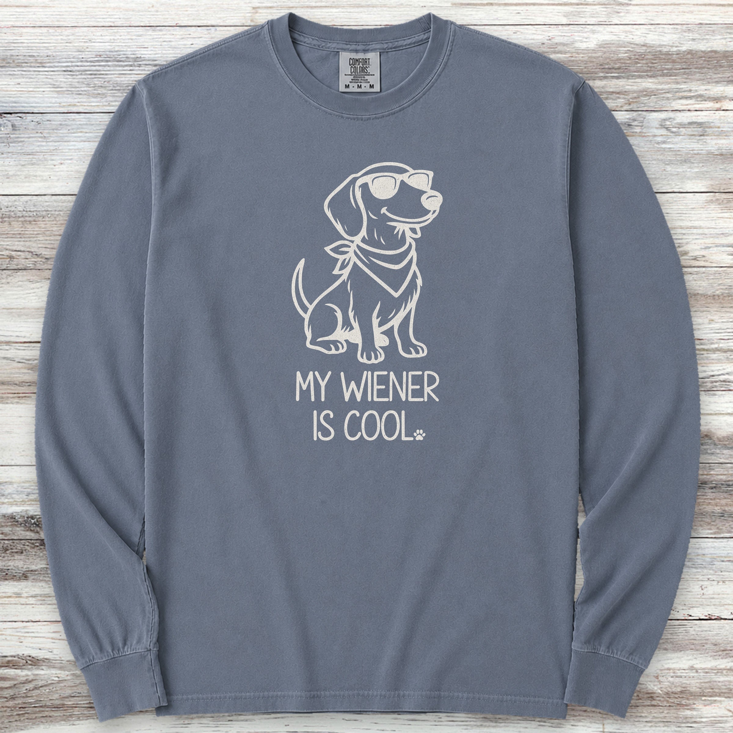 Dachshund Cool Wiener Long Sleeve Tee - Blue Jean