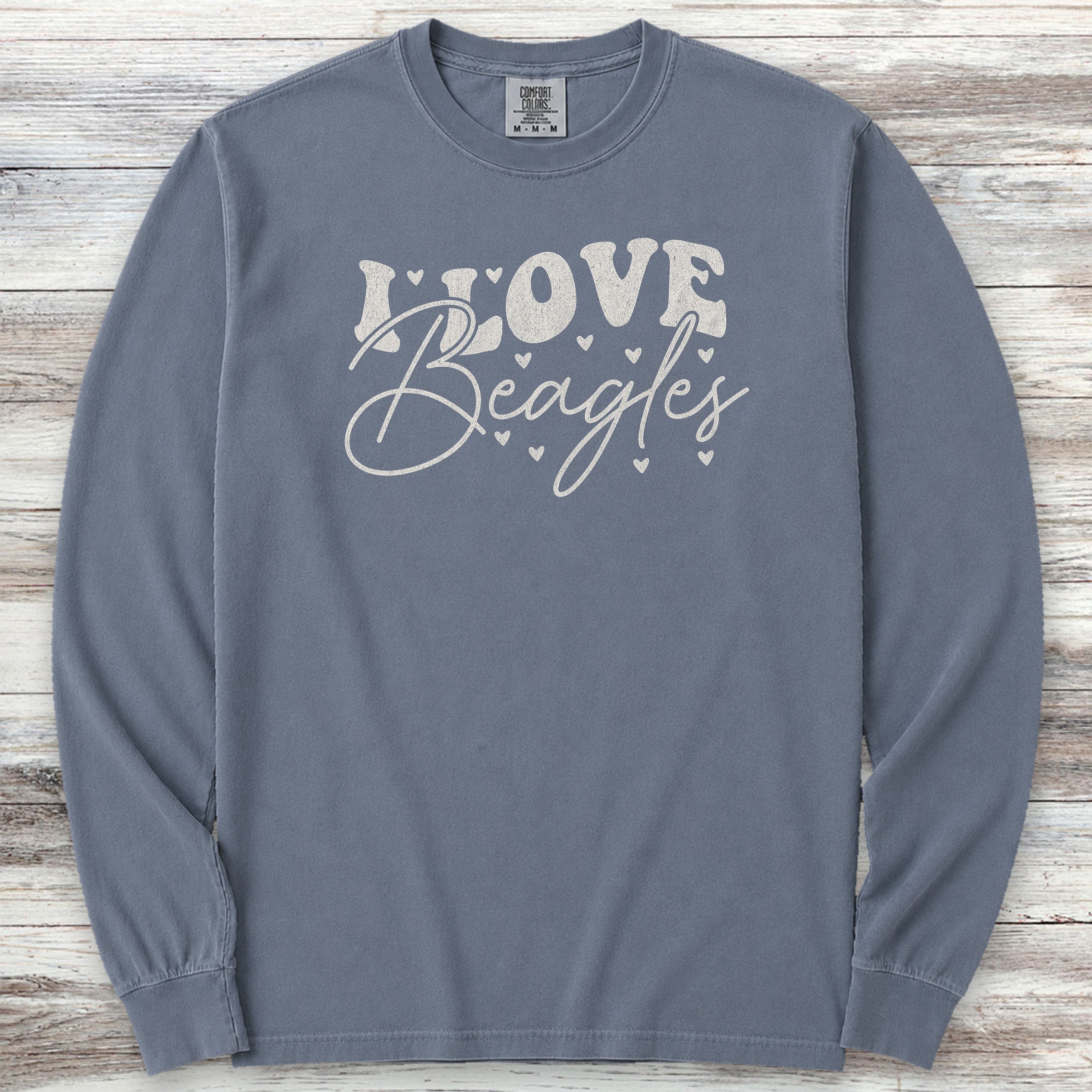 I Love Beagles Long Sleeve Tee - Blue Jean