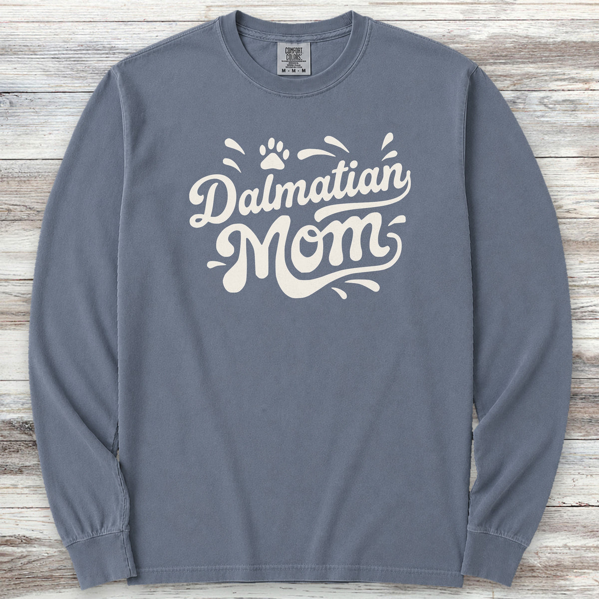 Dalmatian Groovy Mom Long Sleeve Tee - Blue Jean