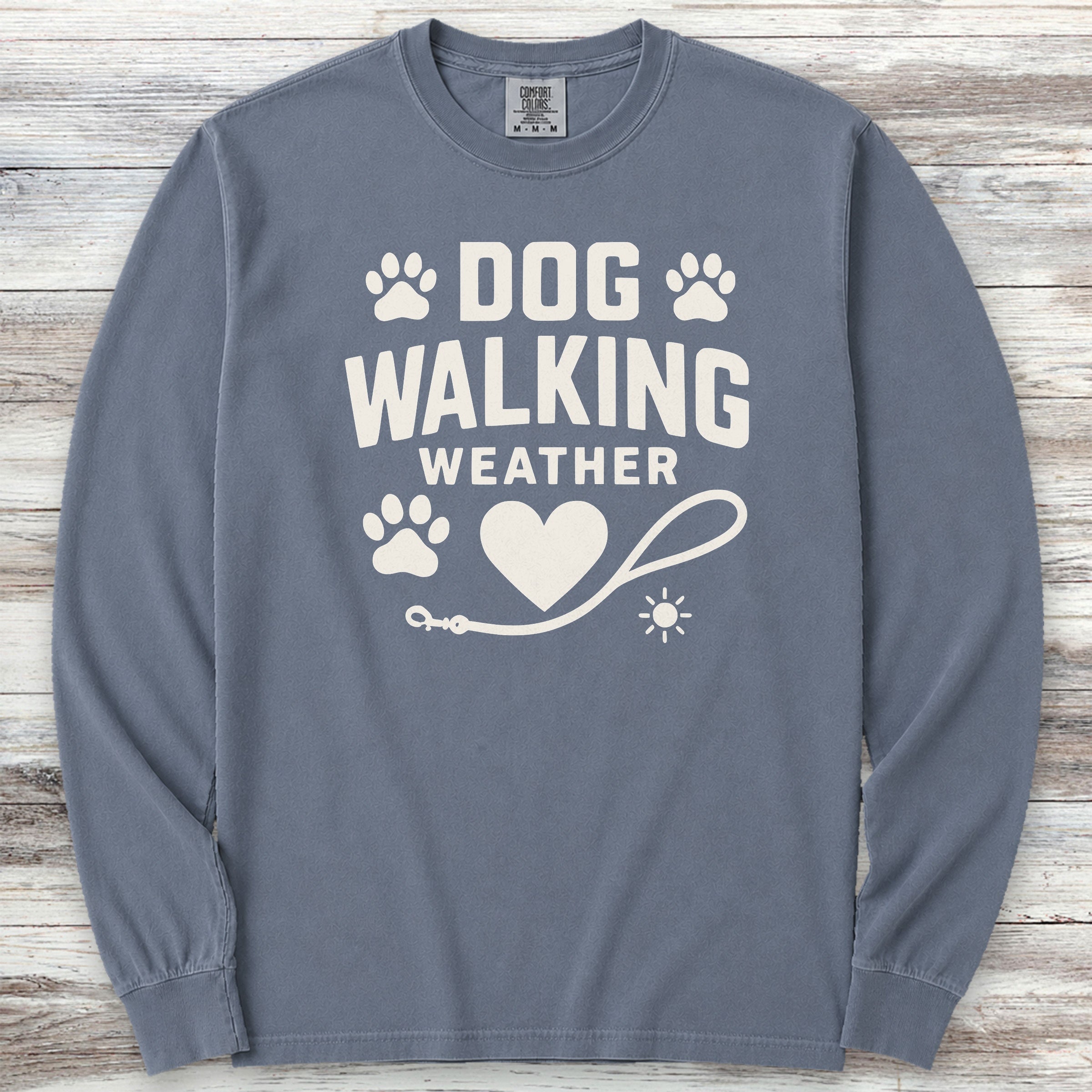 Dog Walking Weather Long Sleeve Tee - Blue Jean