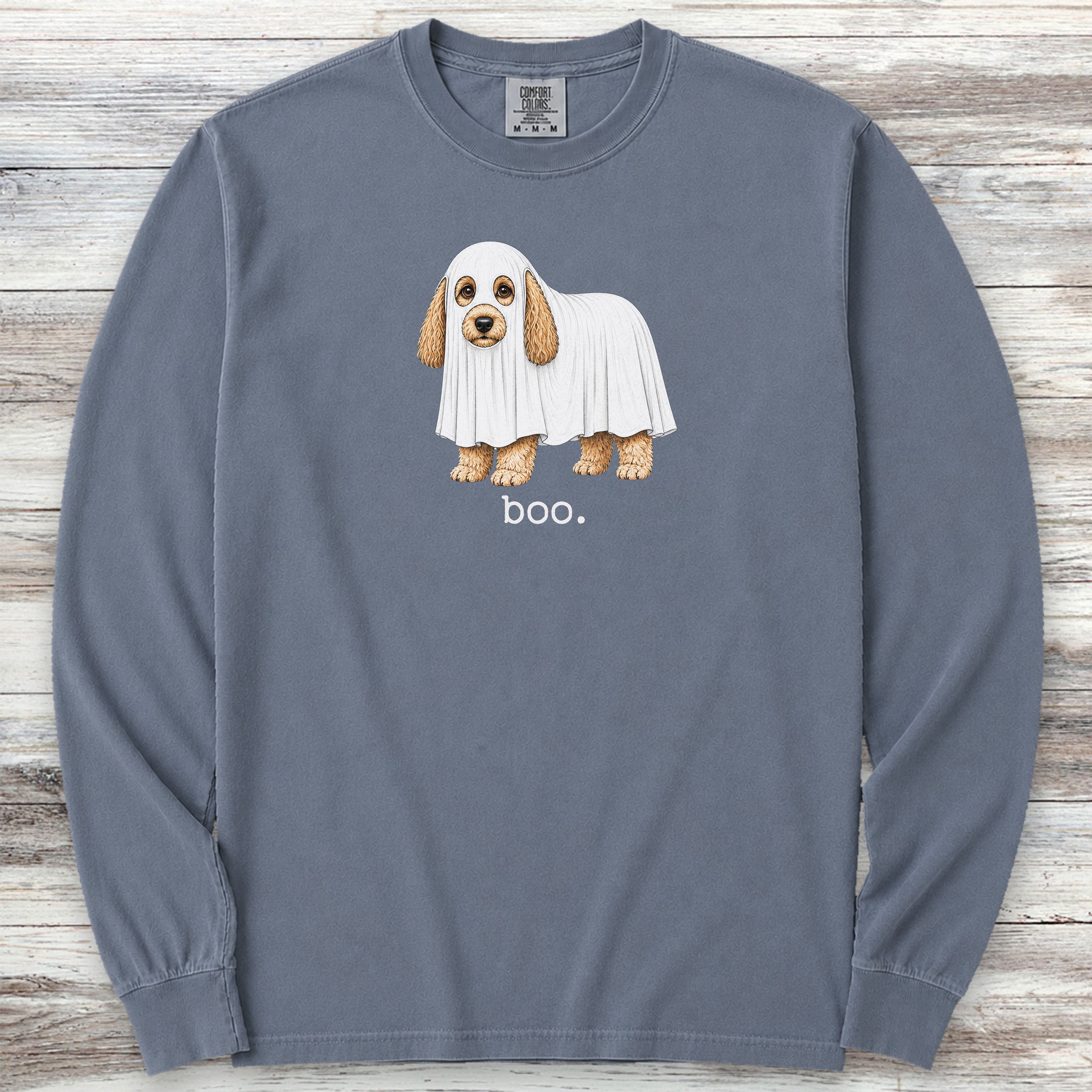Cockapoo Boo Long Sleeve Tee - Blue Jean