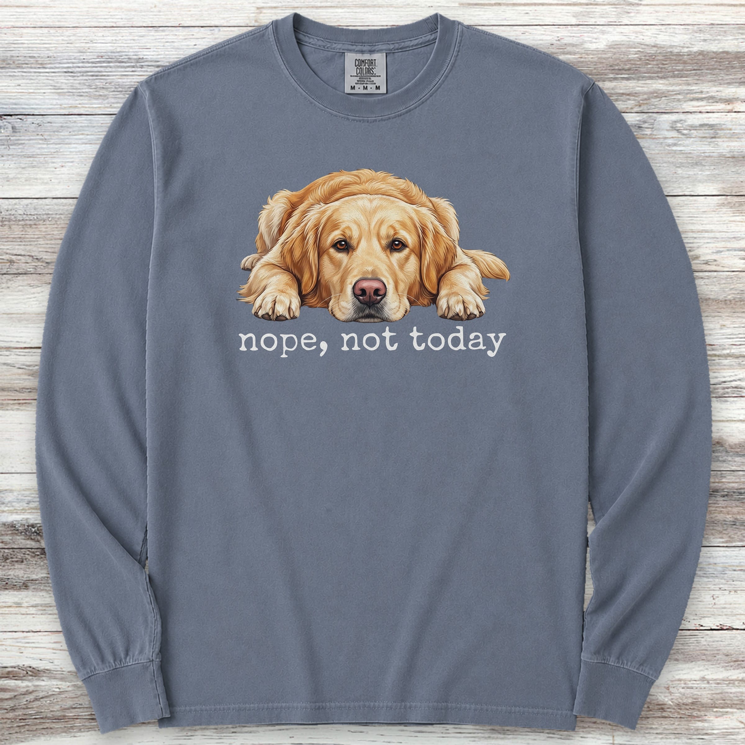 Golden Retriever Nope Long Sleeve Tee - Blue Jean