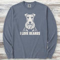 Wire Fox Terrier I Love Beards Long Sleeve Tee - Blue Jean