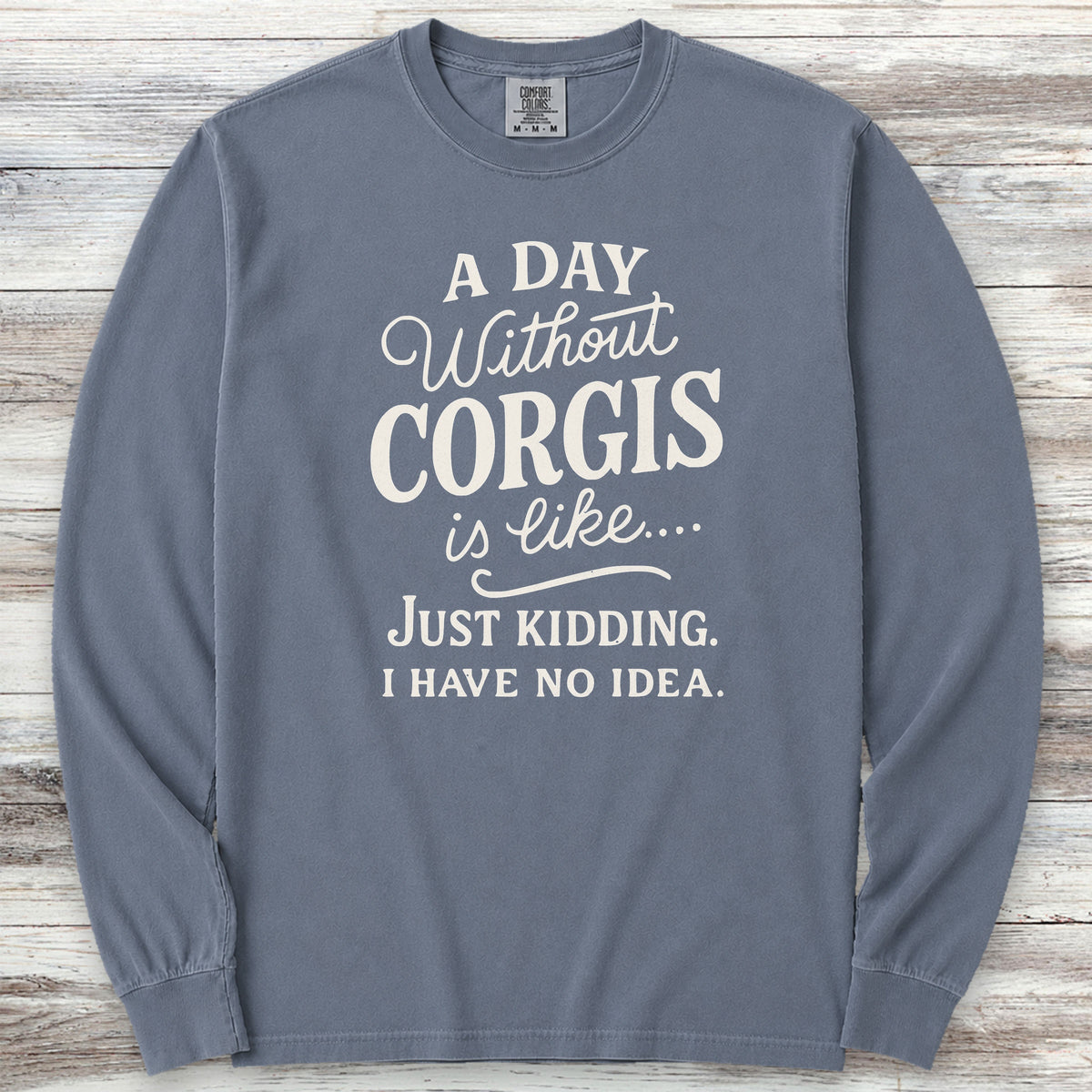 Corgi Days Long Sleeve Tee - Blue Jean