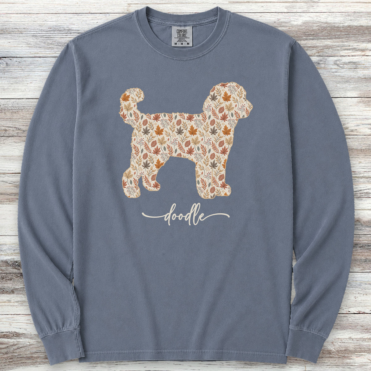 Doodle Fall Long Sleeve Tee - Blue Jean