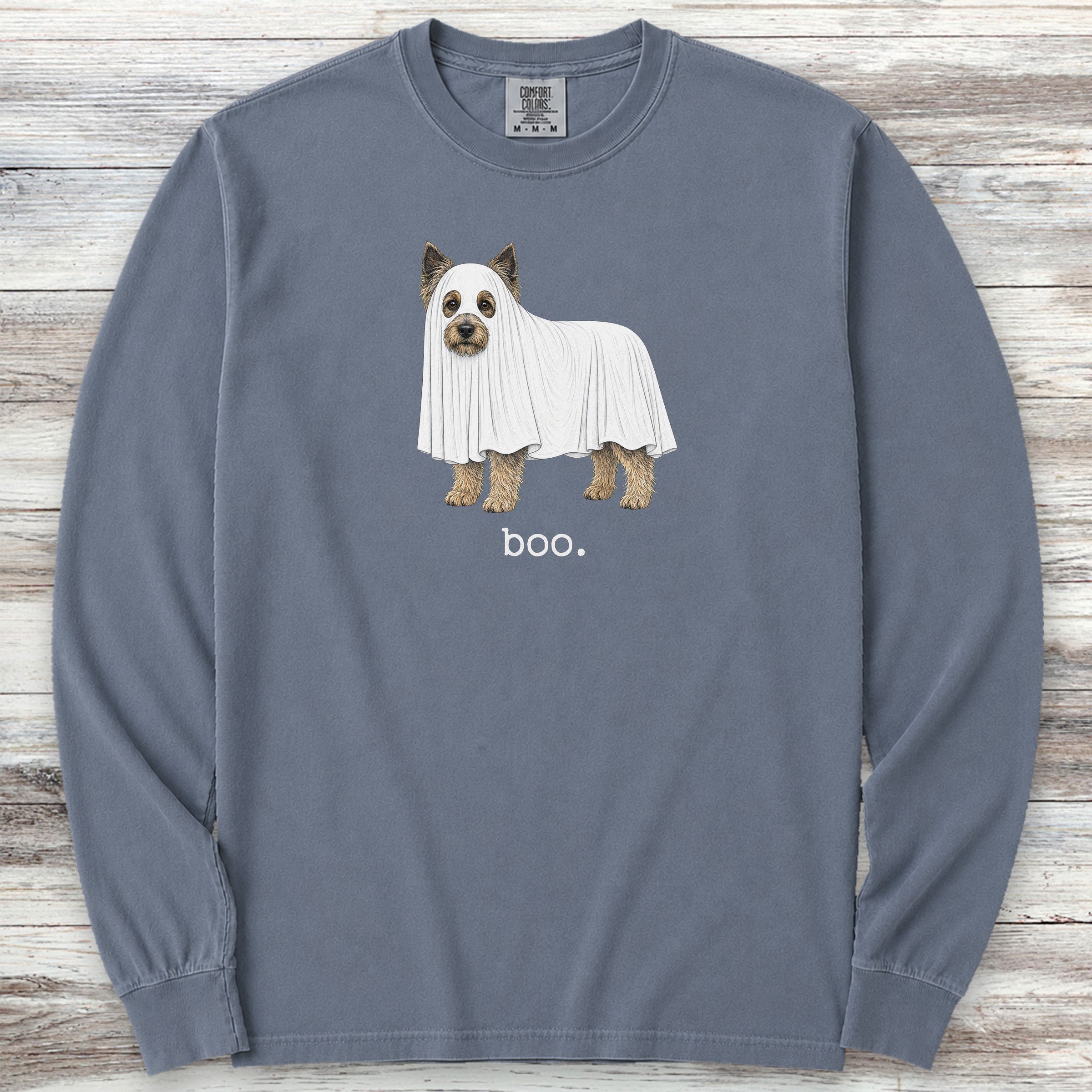 Cairn Terrier Boo Long Sleeve Tee - Blue Jean
