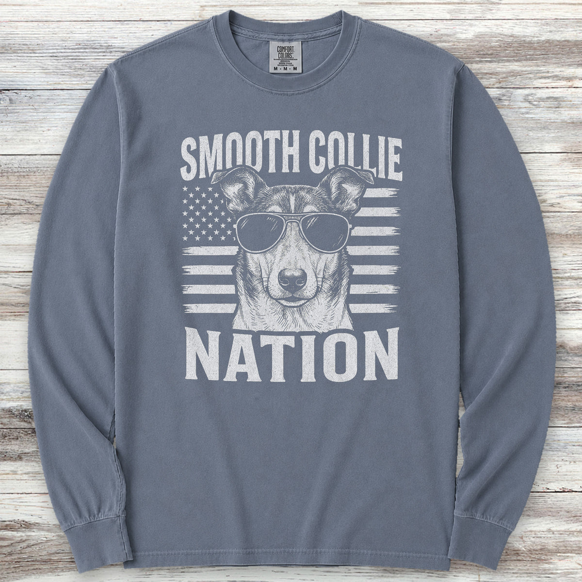 Smooth Collie Nation Long Sleeve Tee - Blue Jean