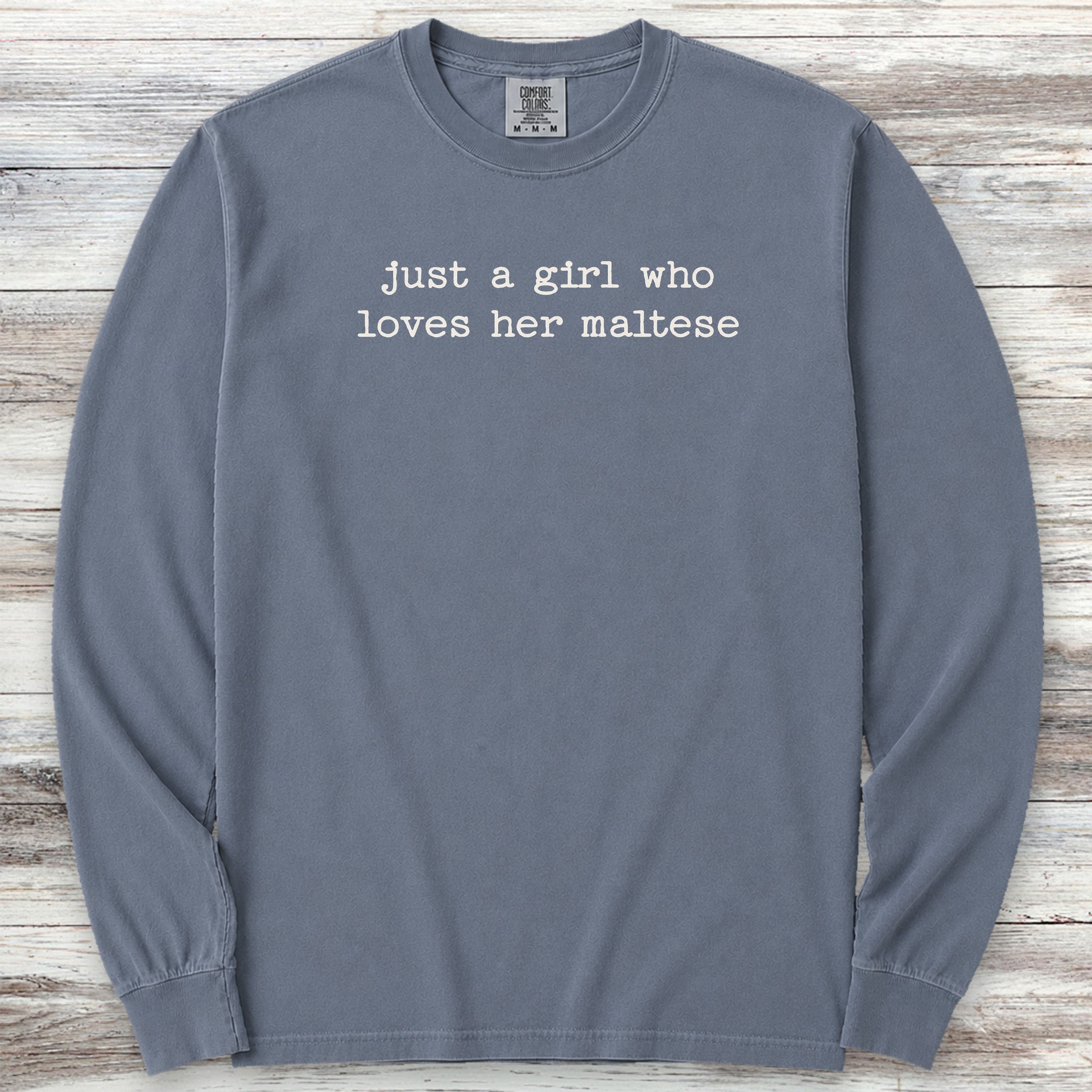 Maltese Girl Long Sleeve Tee - Blue Jean
