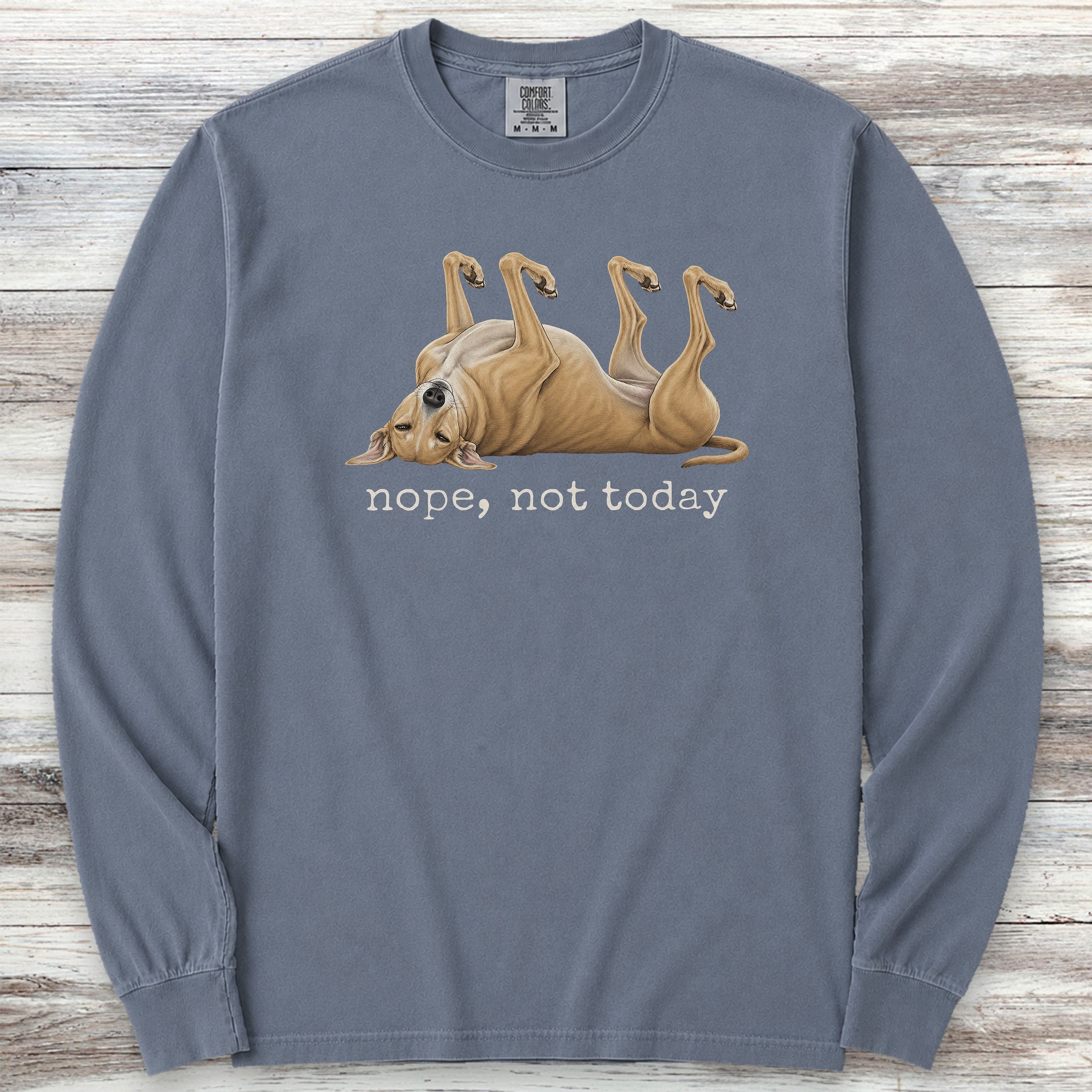 Greyhound Nope Long Sleeve Tee - Blue Jean