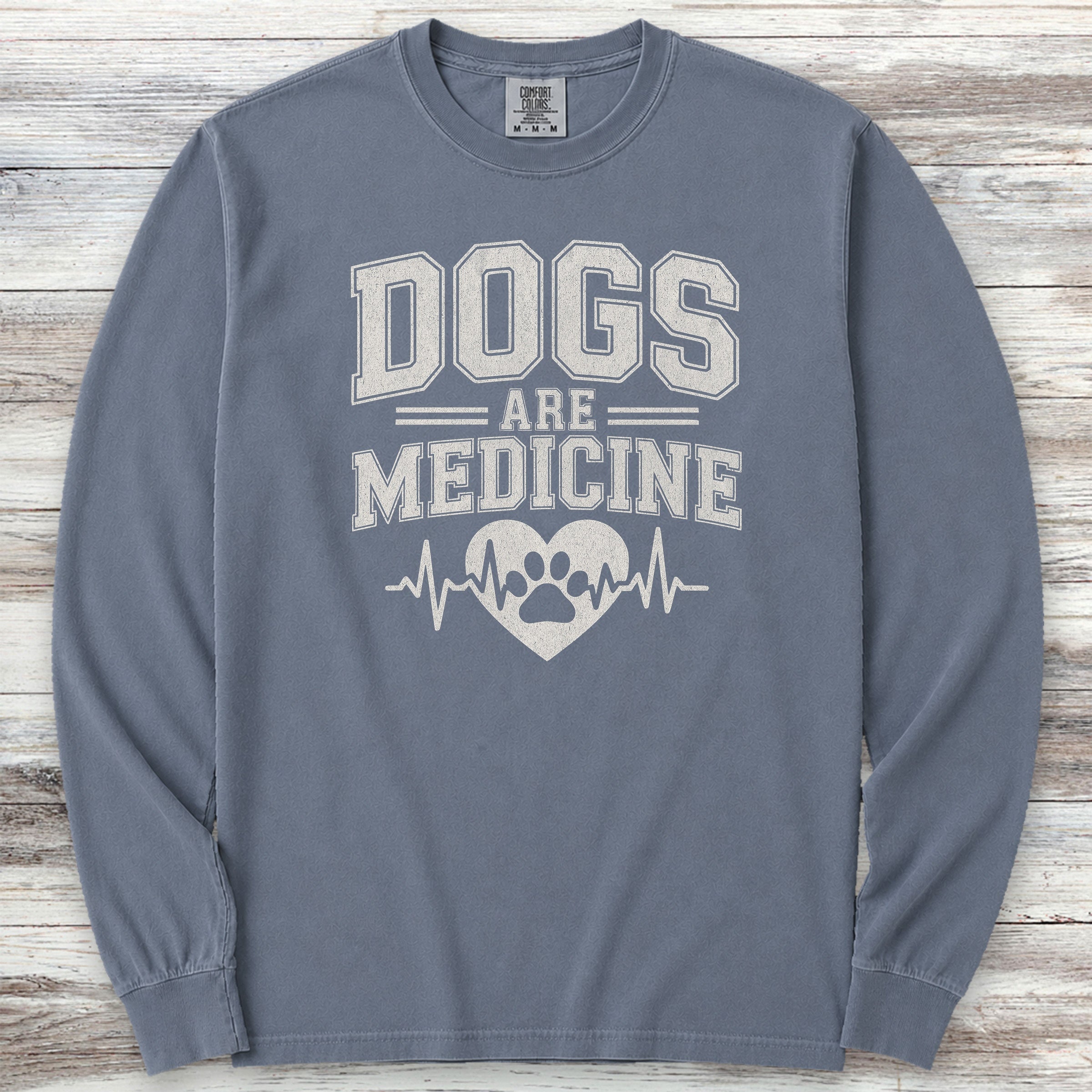 Dogs Are Medicine Long Sleeve Tee - Blue Jean