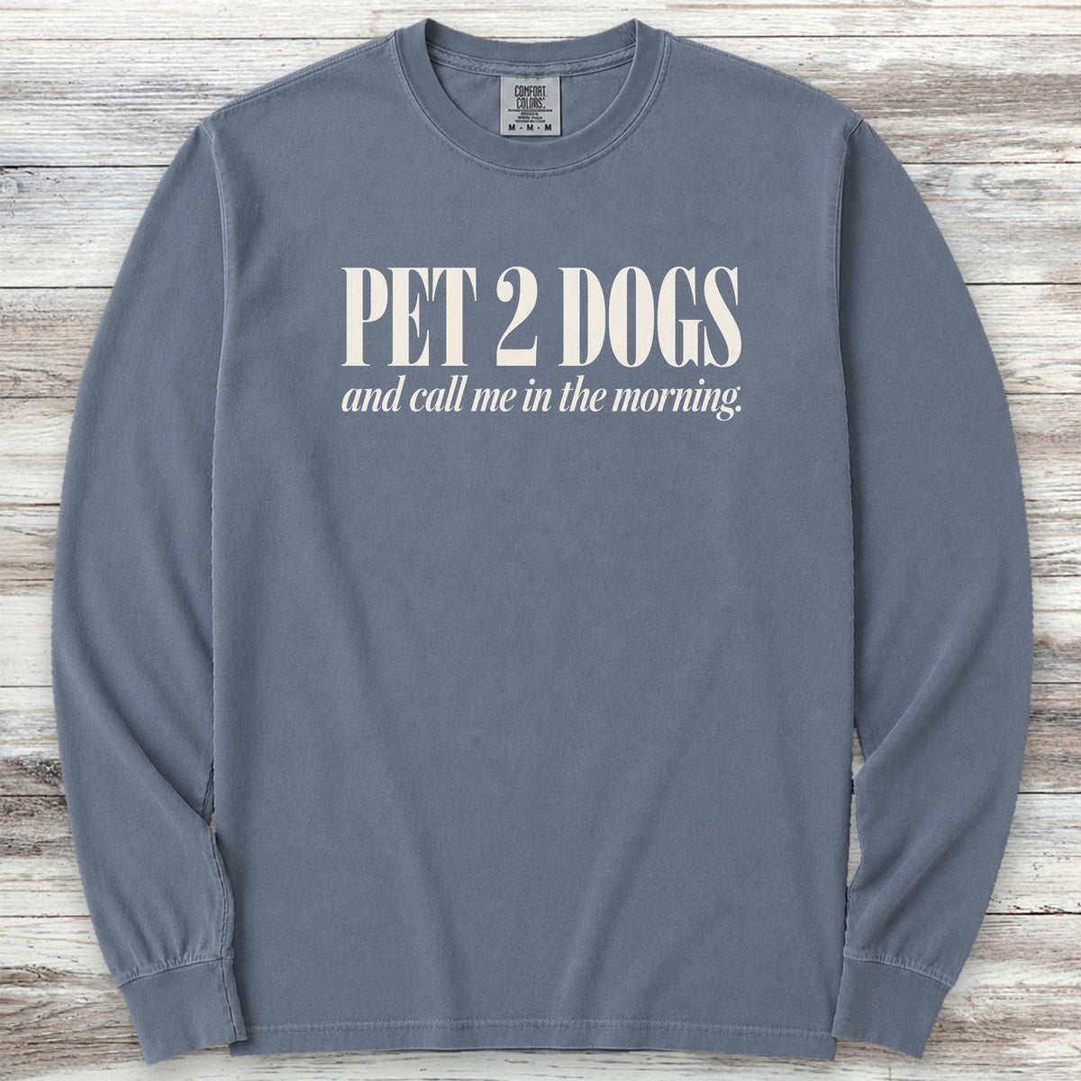 Pet 2 Dogs Long Sleeve Tee - Blue Jean