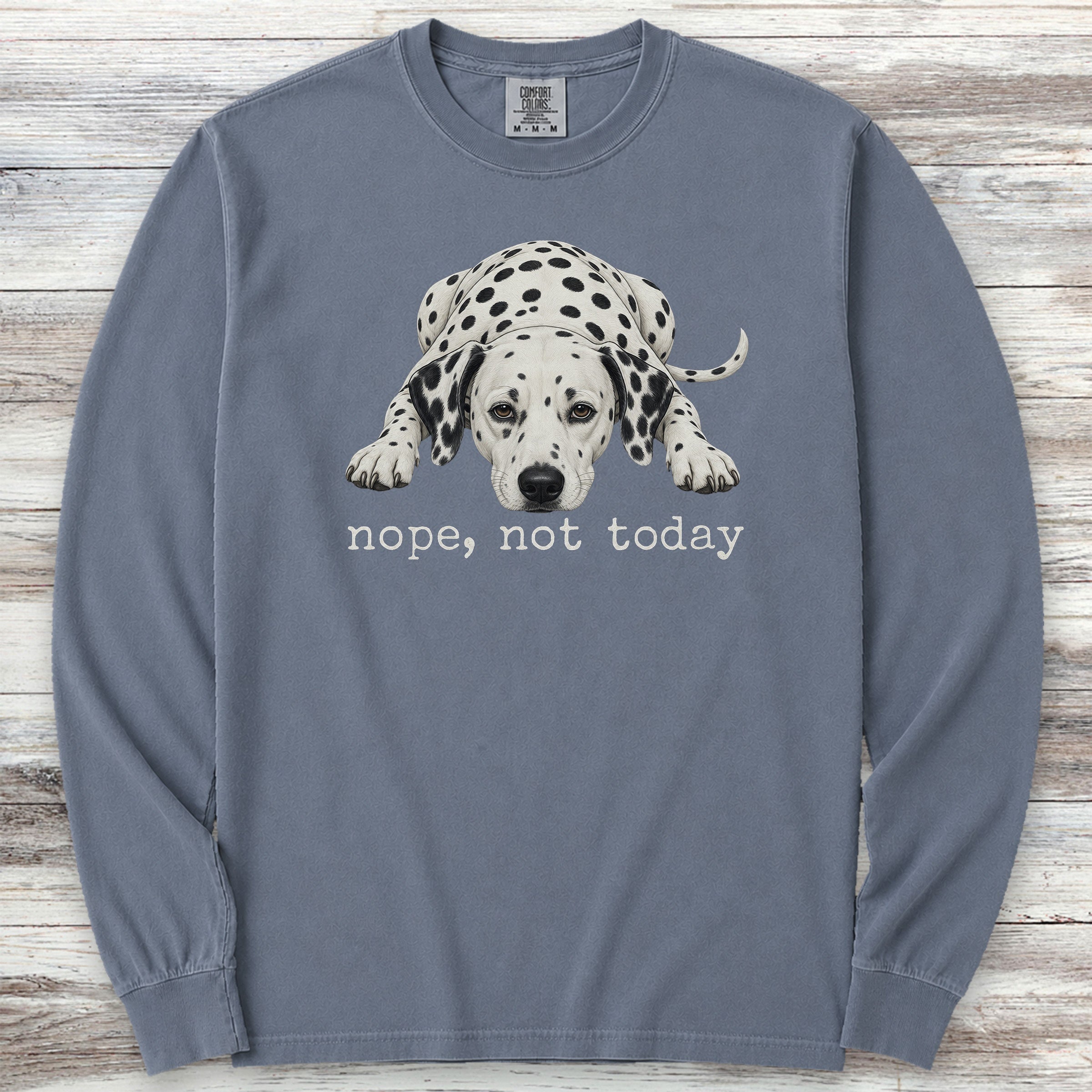Dalmatian Nope Long Sleeve Tee - Blue Jean
