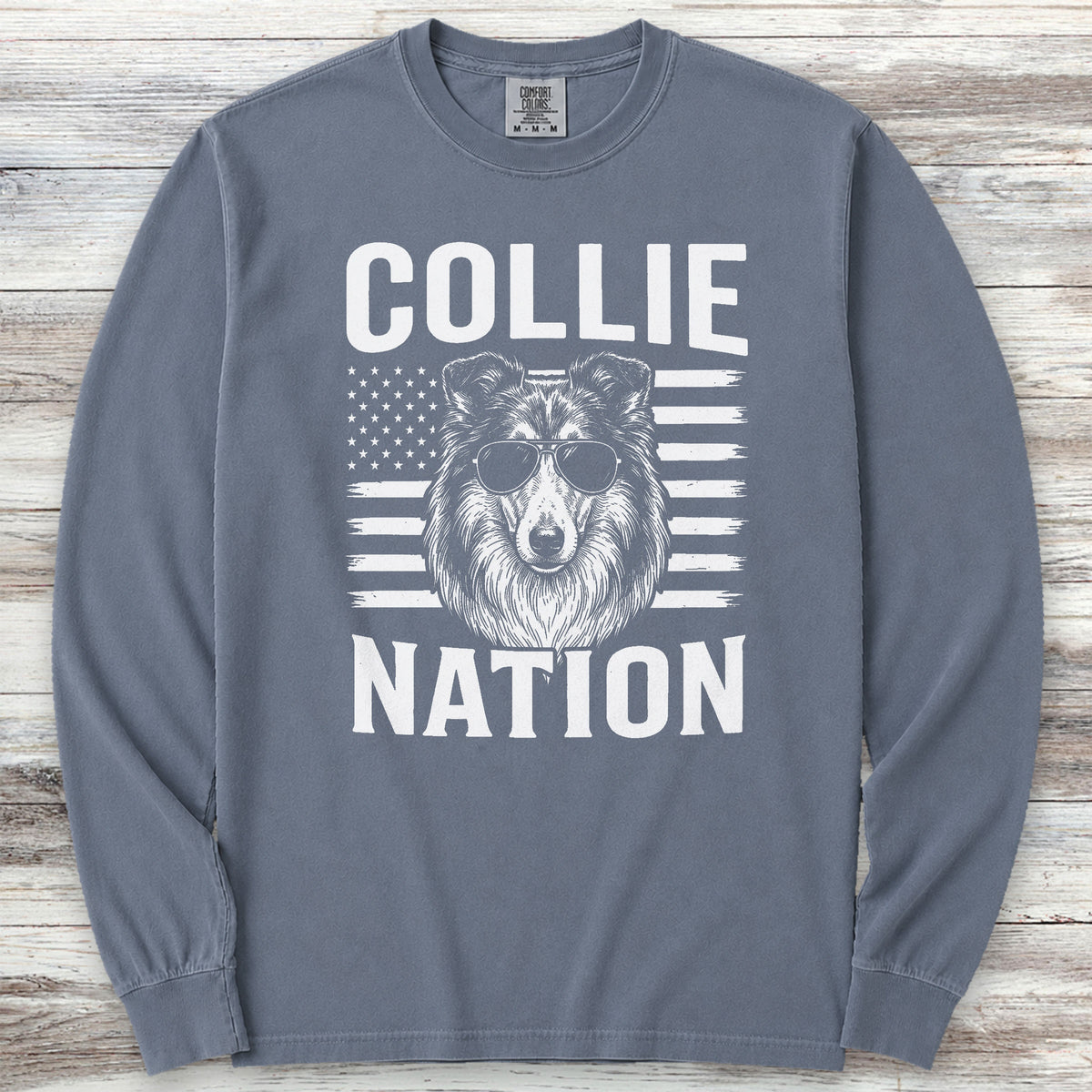 Rough Collie Nation Long Sleeve Tee - Blue Jean