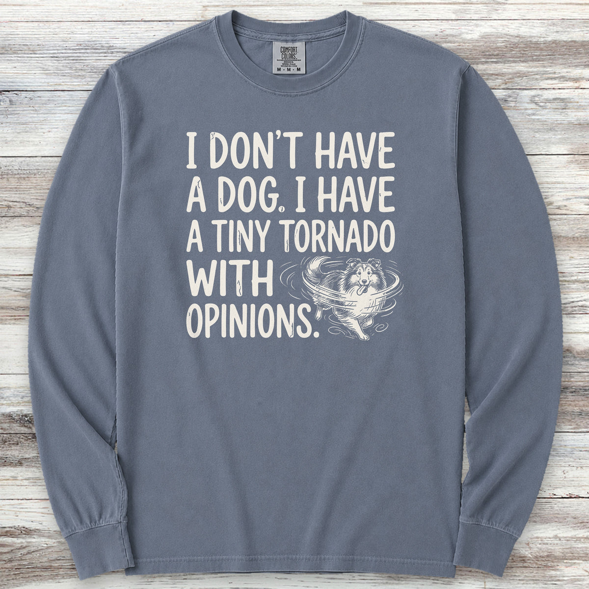 Shetland Sheepdog Tornado Long Sleeve Tee - Blue Jean