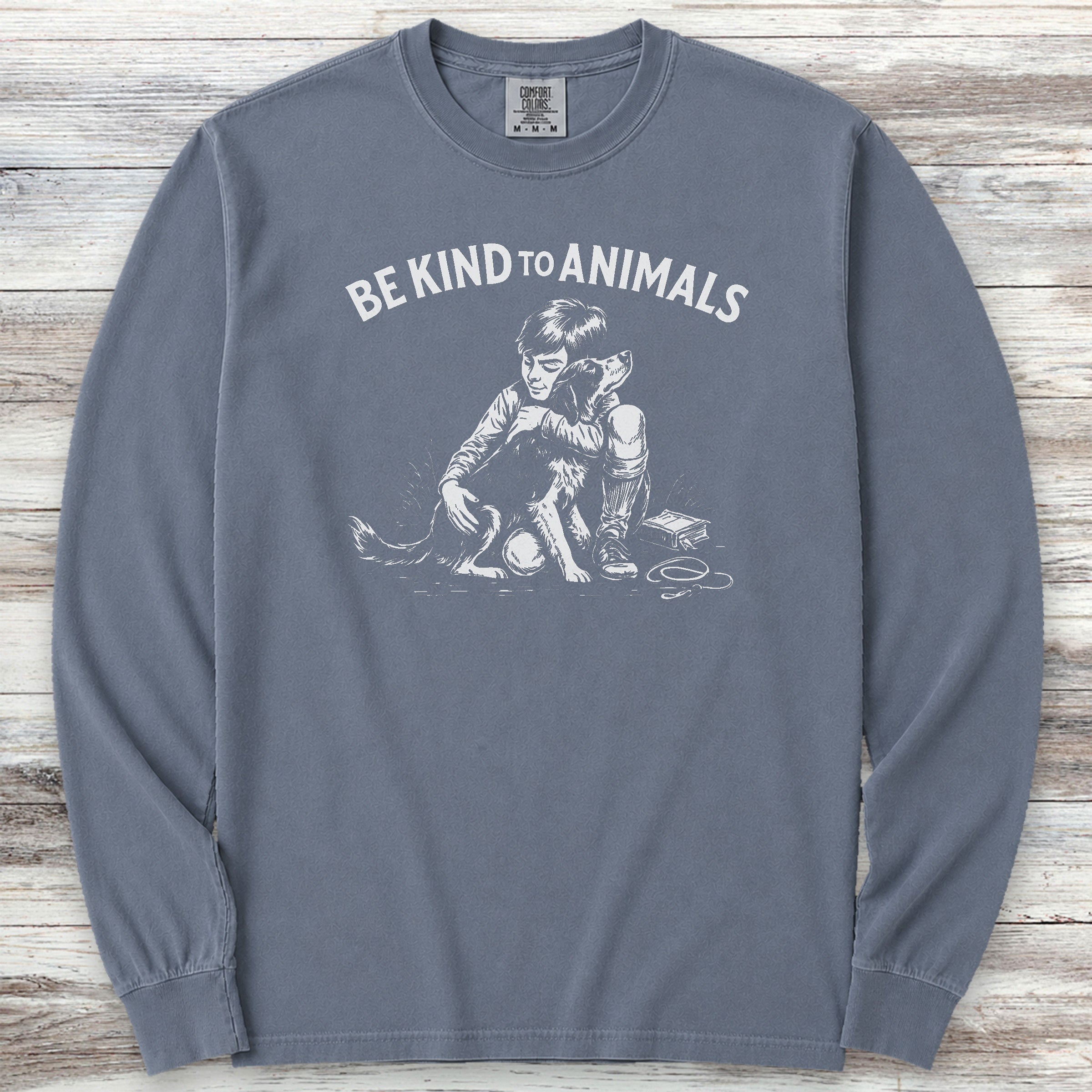 Be Kind to Animals Long Sleeve Tee - Blue Jean