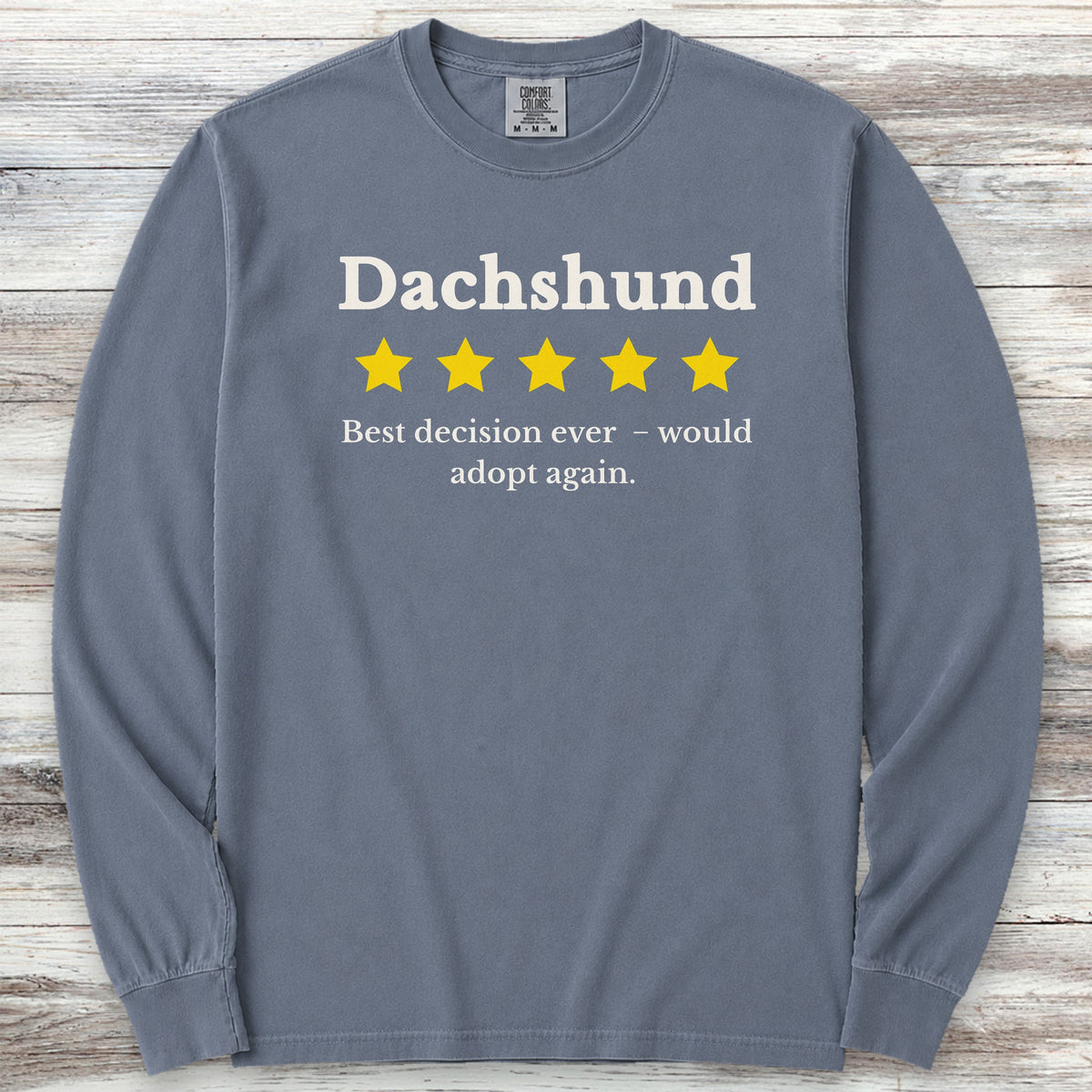Dachshund Review Long Sleeve Tee - Blue Jean