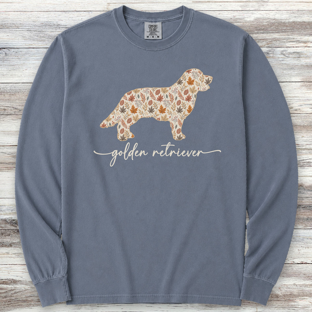 Golden Retriever Fall Long Sleeve Tee - Blue Jean