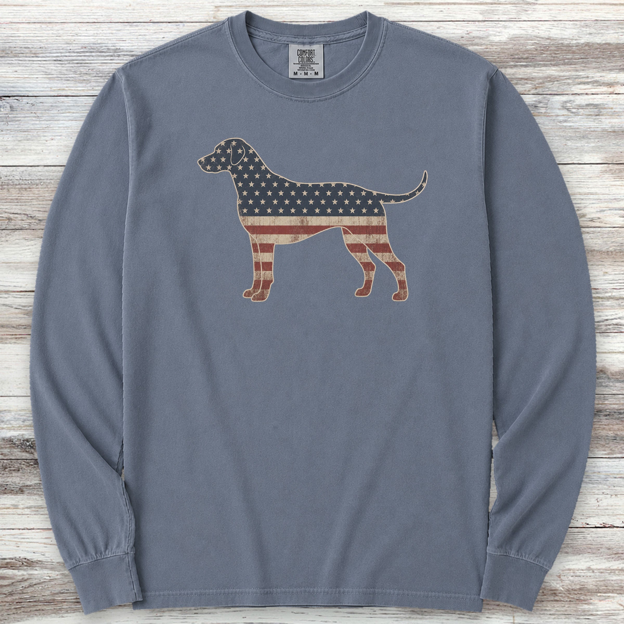 Rhodesian Ridgeback Vintage USA Long Sleeve Tee - Blue Jean