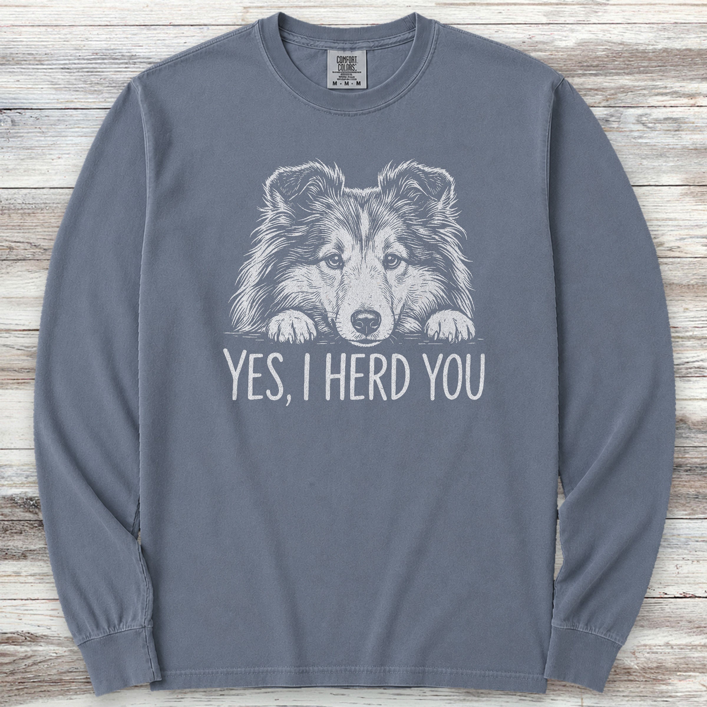 Shetland Sheepdog Herd You Long Sleeve Tee - Blue Jean